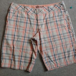 Mossimo Supply Bermuda Shorts Womens Juniors Size 7 Orange Gray Plaid Cotton